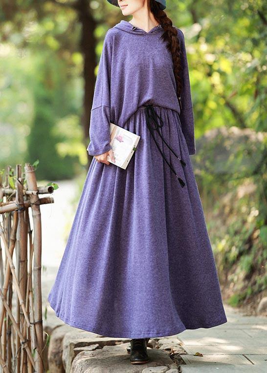 Knitted Skirt New Long Sleeve Knitted Sweater Purple Suit for