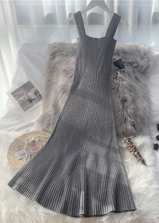 Knitted Big Hem Sweater Wardrobes Classy Sleeveless Daily Knit Dress
