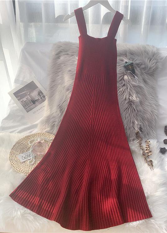 Knitted Big Hem Sweater Wardrobes Classy Sleeveless Daily Knit Dress