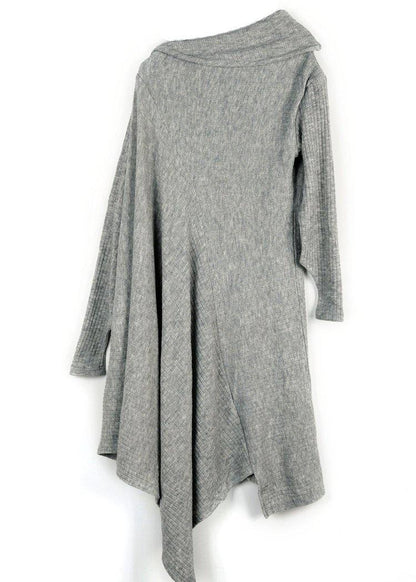Knitted Black Sweater Dresses Design Asymmetric Big High Neck Knitted Tops