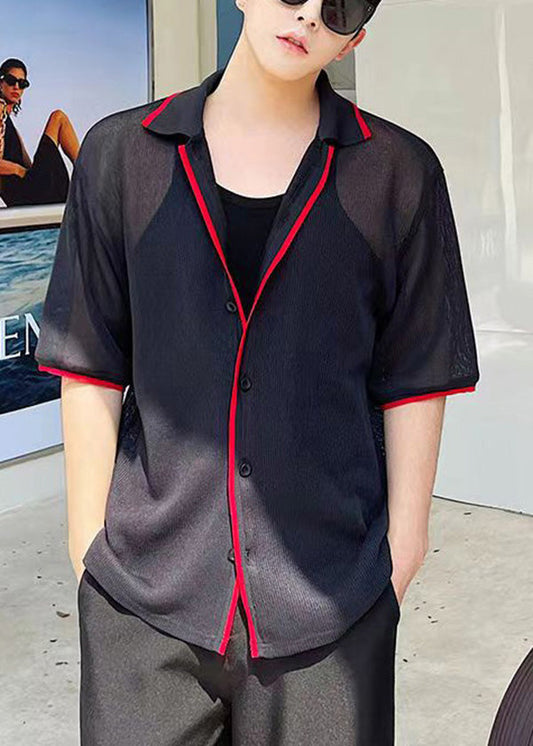 Korean Loose Thin Mesh Short Sleeved Shirt