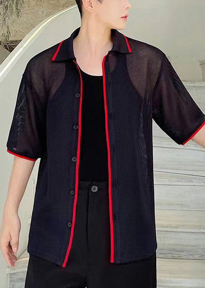 Korean Loose Thin Mesh Short Sleeved Shirt