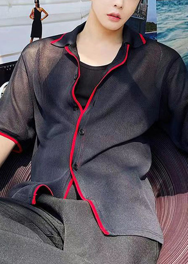 Korean Loose Thin Mesh Short Sleeved Shirt