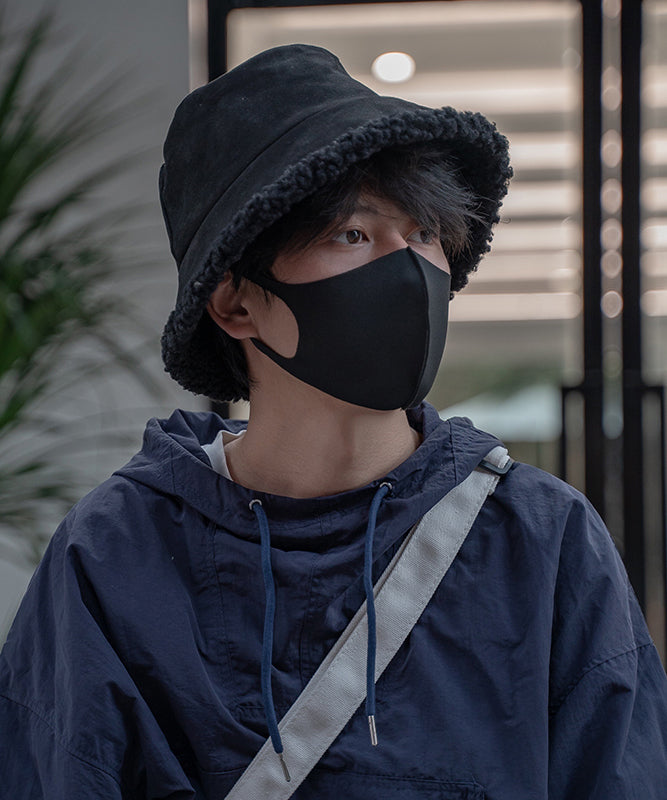 Korean Version Caramel Suede Fuzzy Wool Lined Bucket Hat