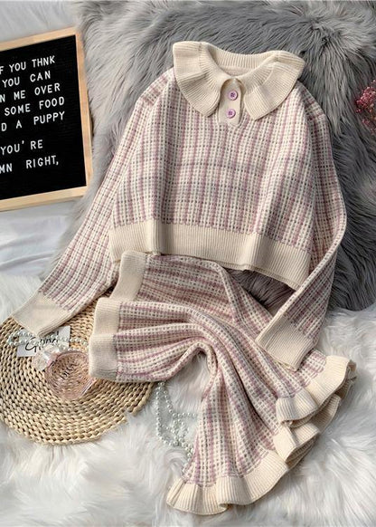 Korean Version of Short Light Purple Sweater Suit Loose Skirt Two-piece Suit