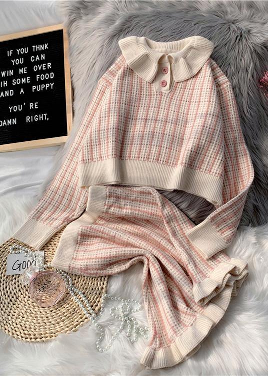 Korean Version of Short Light Purple Sweater Suit Loose Skirt Two-piece Suit
