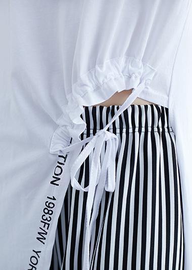 Korean Short-sleeved T-shirt Striped Wide-leg Pants Suit