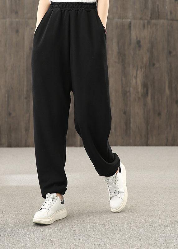 Autumn Art Black Elastic Waist Pocket Pants