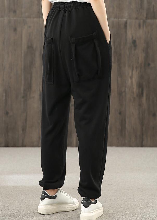 Autumn Art Black Elastic Waist Pocket Pants