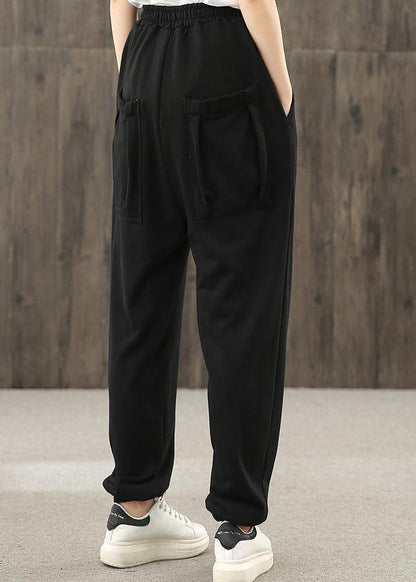 Autumn Art Black Elastic Waist Pocket Pants