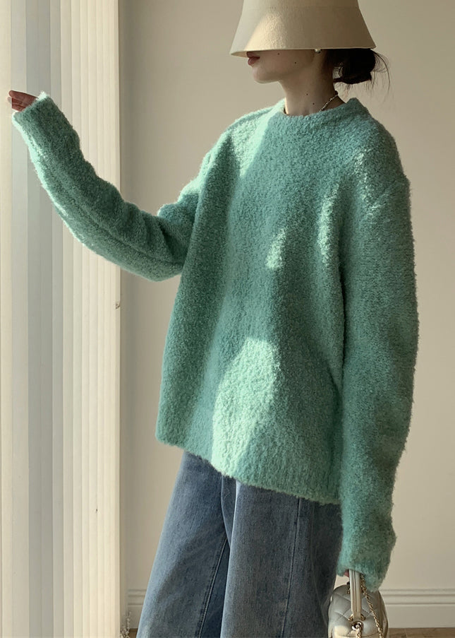 Lake Blue Cozy Thick Knit Sweater O-neck Spring