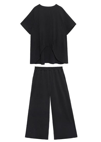 Large Size Light and Mature Temperament T-shirt, Wide-leg Pants Two-piece Suit, Young Age Suit