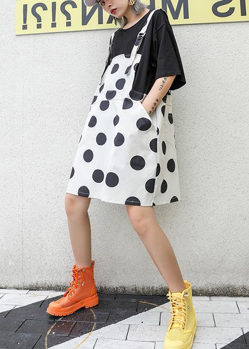 Large Size Two-piece Wave Skirt Dress New Summer Short-sleeved T-shirt Female High Waist Strap Dress