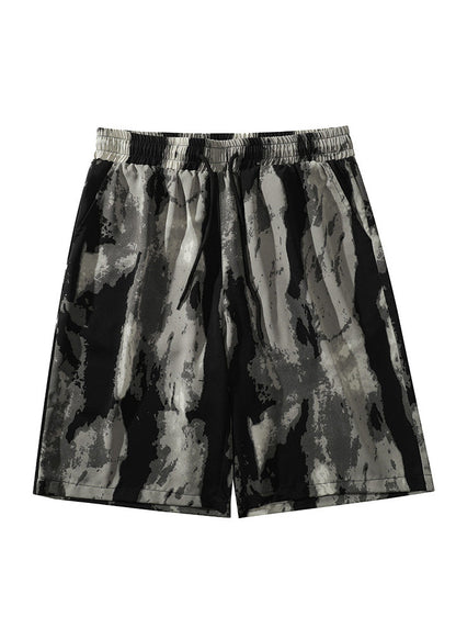 Leisure Chinese Style Tie Dyed Striped Ice Silk Shorts for