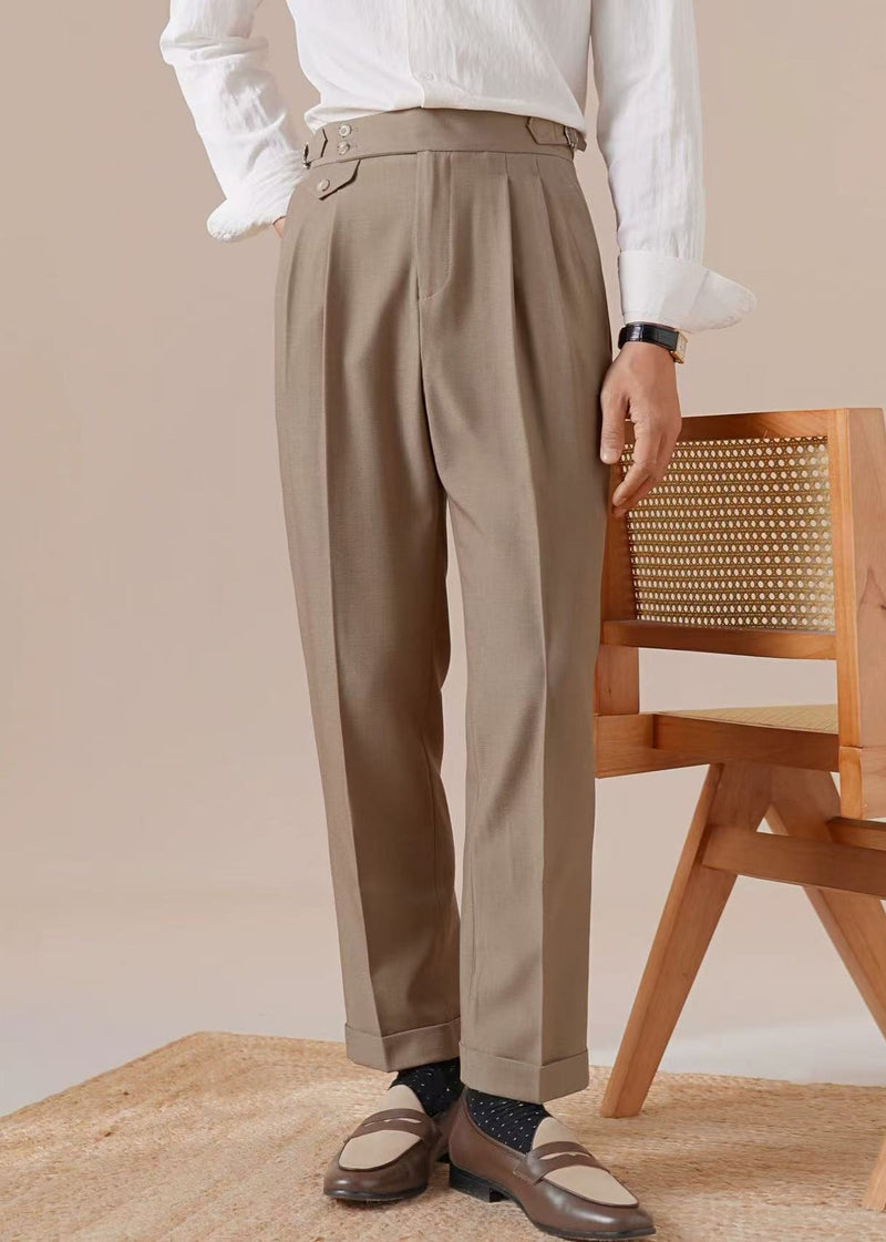 Light Brown Wrinkled Pockets Spandex Pants High Waist