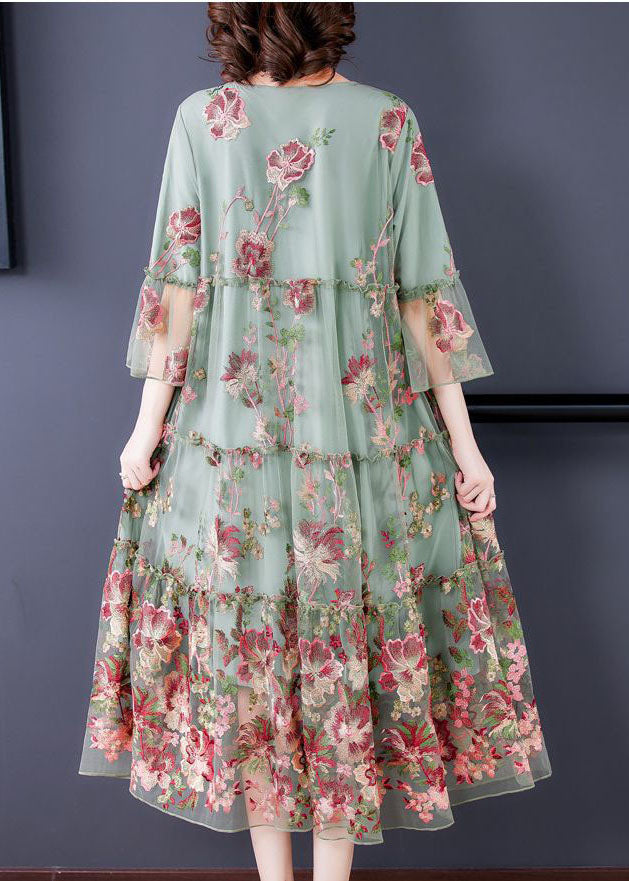 Light Green Tulle a Line Dresses Print Exra Large Hem Bracelet Sleeve