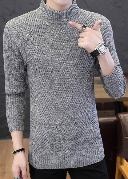 Light Grey Cozy Knit Winter Sweater Turtleneck