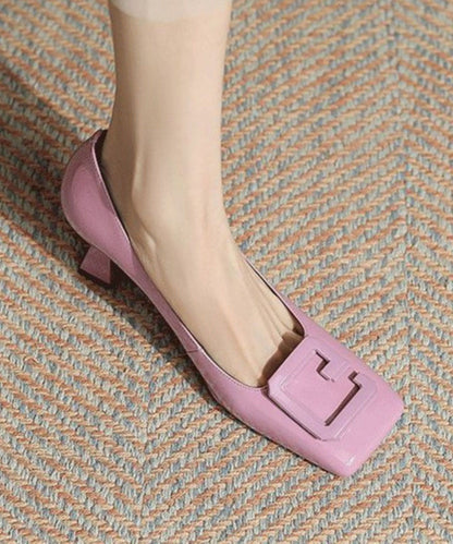 Light Purple Stiletto Faux Leather Diy Splicing Square Toe