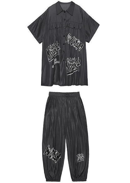 Lightweight and Cool Summer Blue Suit Short Sleeve + Pants Two-pieces