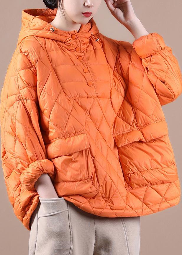 Literary Orange Hooded Pullover Short Puffers Jackets( + Limited Stock)