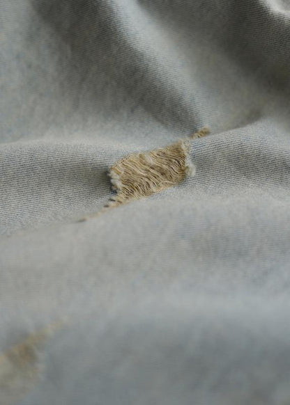 Literary Loose Loose White Stitching Hole Denim Cropped Harem Pants