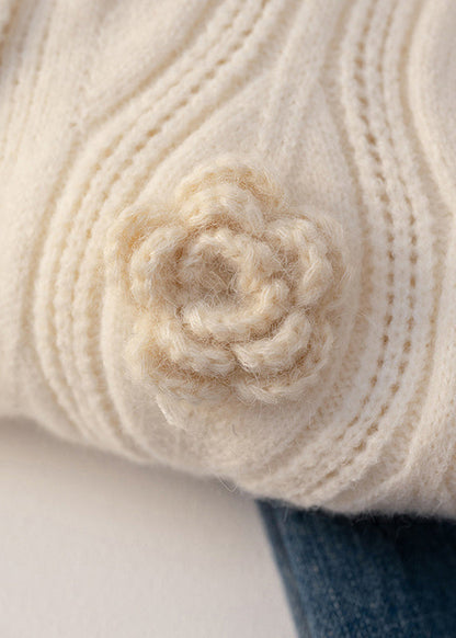 Loose Apricot Button Cotton Knit Coats Long Sleeve