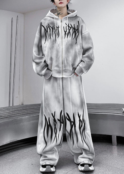 Loose Apricot Hooded Sweatshirts and Pants Cotton Two Piece Set Fall