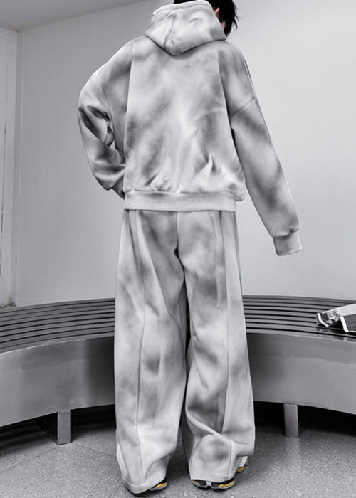 Loose Apricot Hooded Sweatshirts and Pants Cotton Two Piece Set Fall