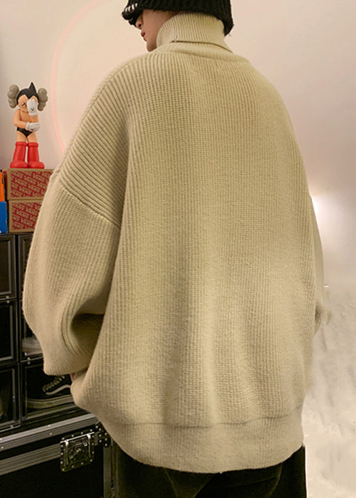 Loose Apricot Turtleneck Thick Knit Sweaters Winter
