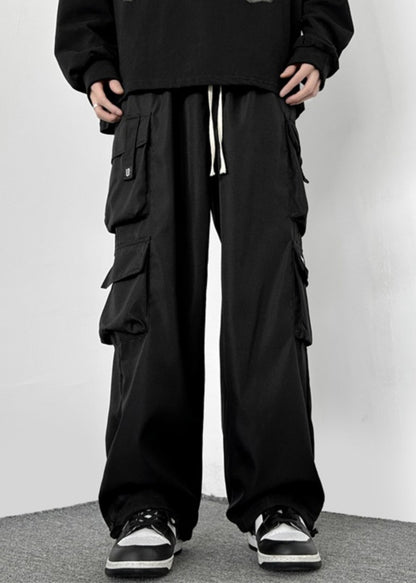 Loose Army Green Pockets Drawstring Cotton Pants Spring