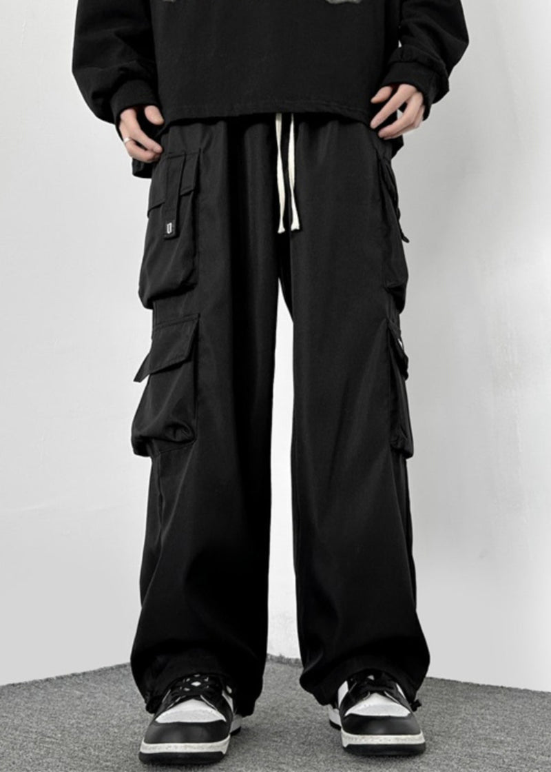 Loose Army Green Pockets Drawstring Cotton Pants Spring