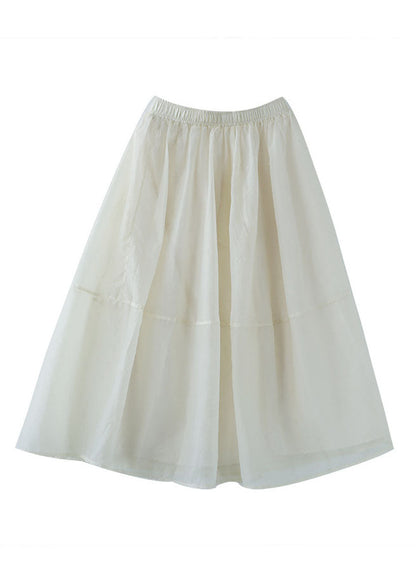Loose Beige Color Patchwork Tulle a Line Skirts Summer