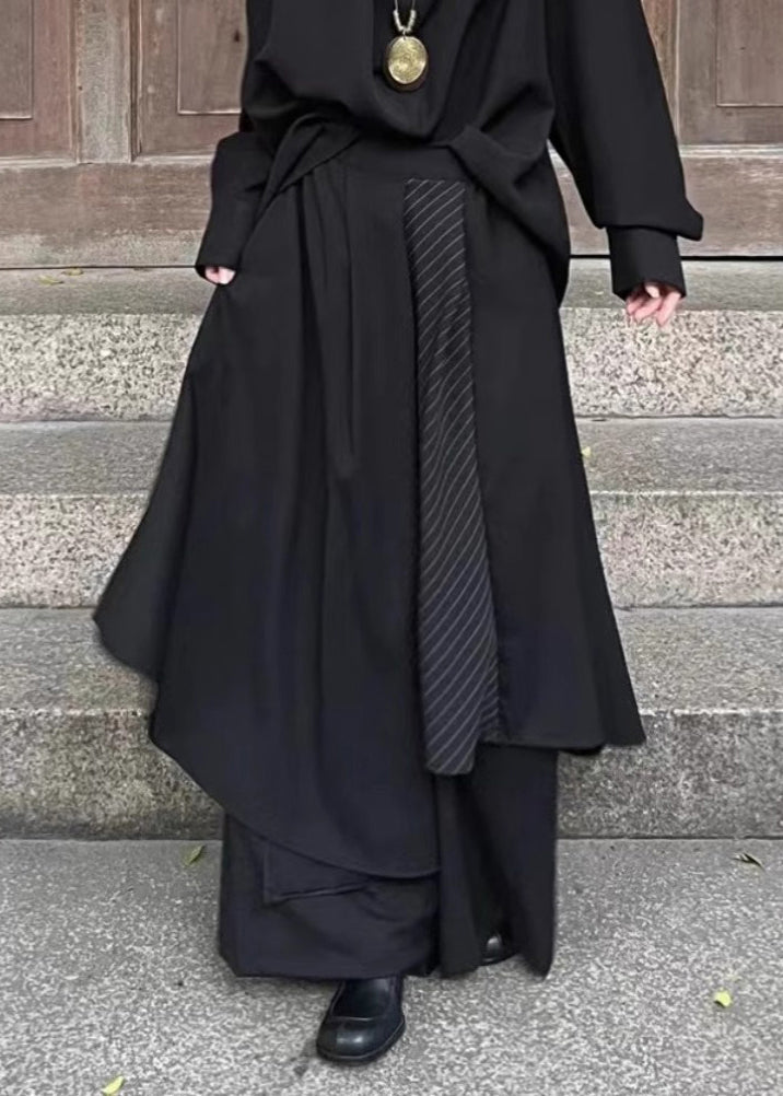 Loose Black Asymmetrical High Waist Wide Leg Pants Summer