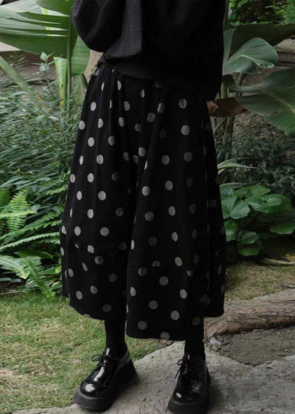 Loose Yellow Texture Elastic Waist Patchwork Corduroy Skirts Winter