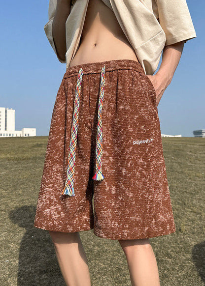 Loose Black Lace Up Pockets Cotton Shorts Summer