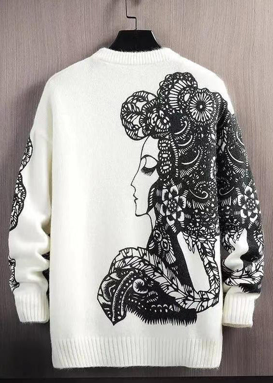 Loose Black O-neck Cozy Knit Pullover Sweaters Spring