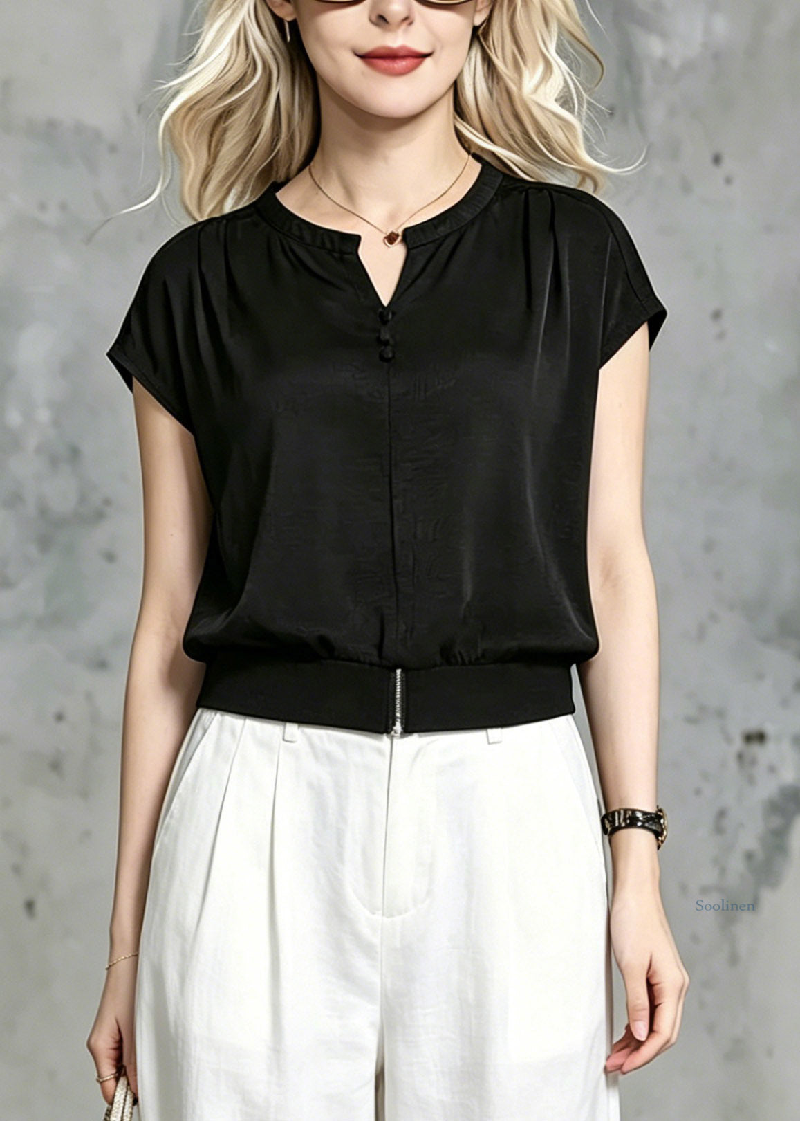 Loose Black O-neck T Shirt Summer