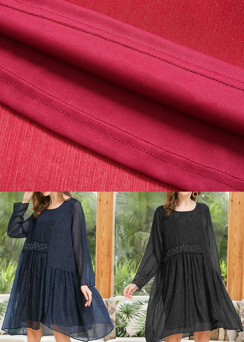 Loose Black Patchwork Chiffon Summer Dress