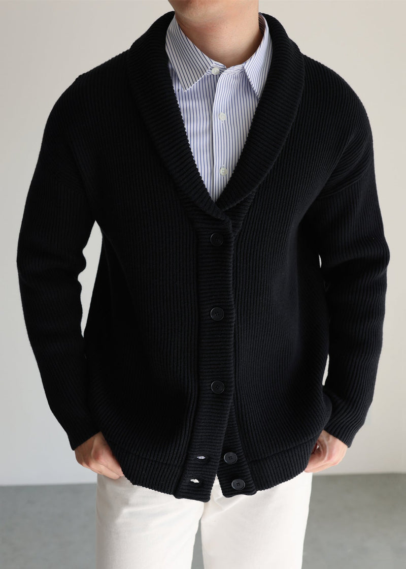 Loose Black Peter Pan Collar Button Knitted Cotton Cardigans Winter
