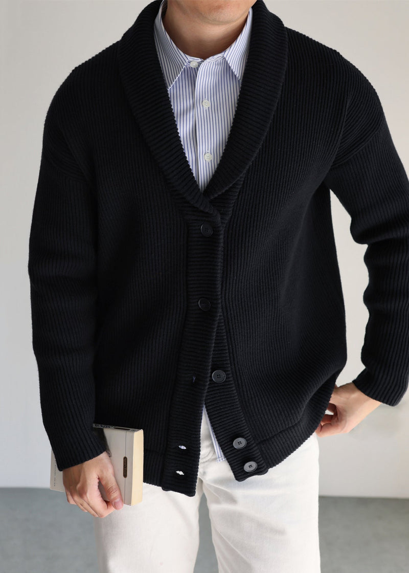 Loose Black Peter Pan Collar Button Knitted Cotton Cardigans Winter