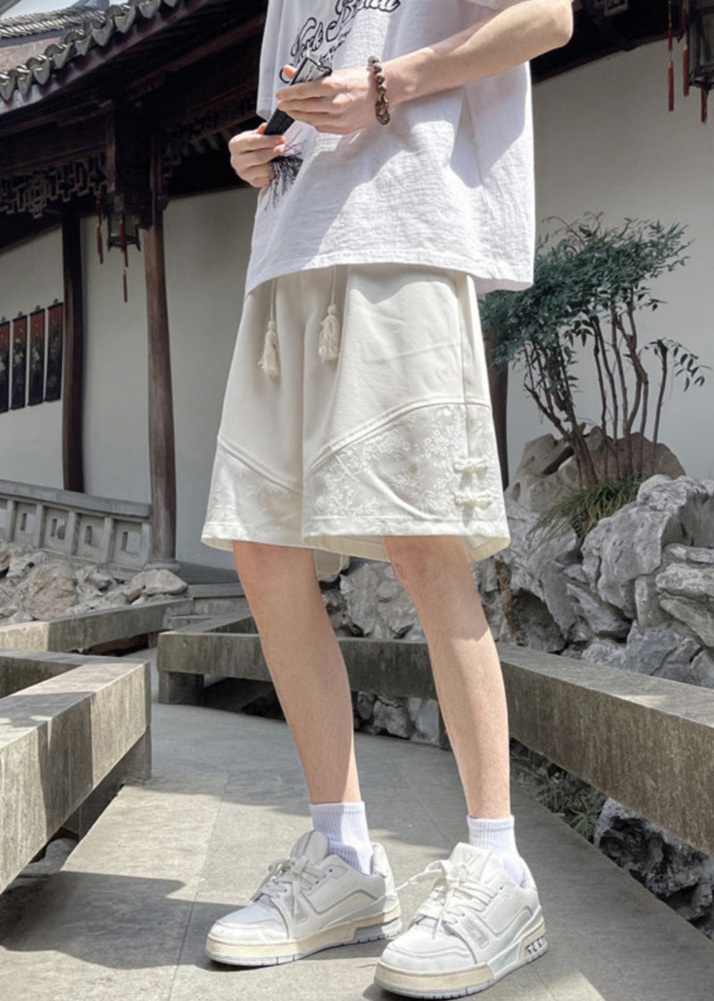 Loose Black Pockets Lace Up Ice Silk Shorts Summer