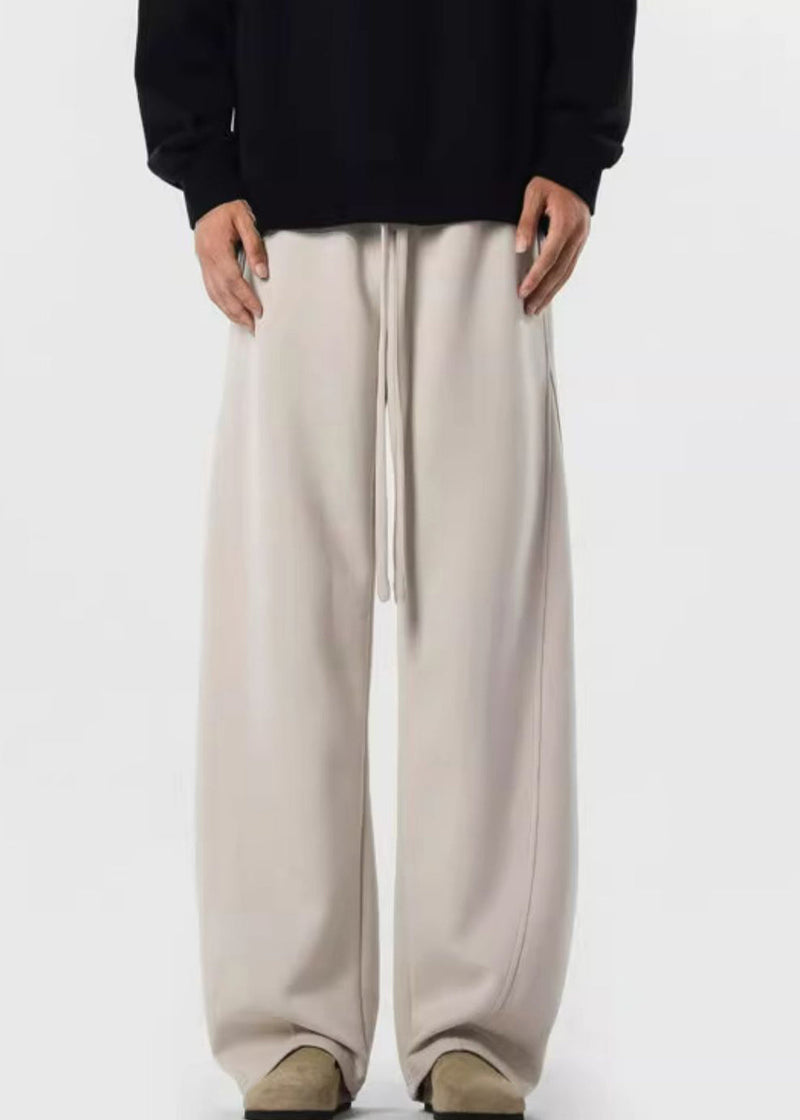 Loose Black Pockets Warm Fleece Pants Elastic Waist Spring
