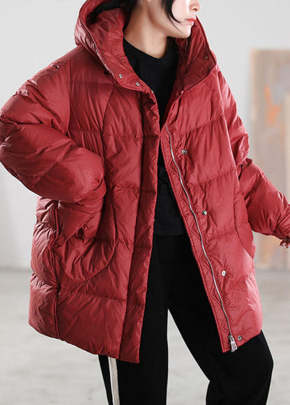 Loose Black Wrinkled Pockets Drawstring Duck Down Down Jacket Winter