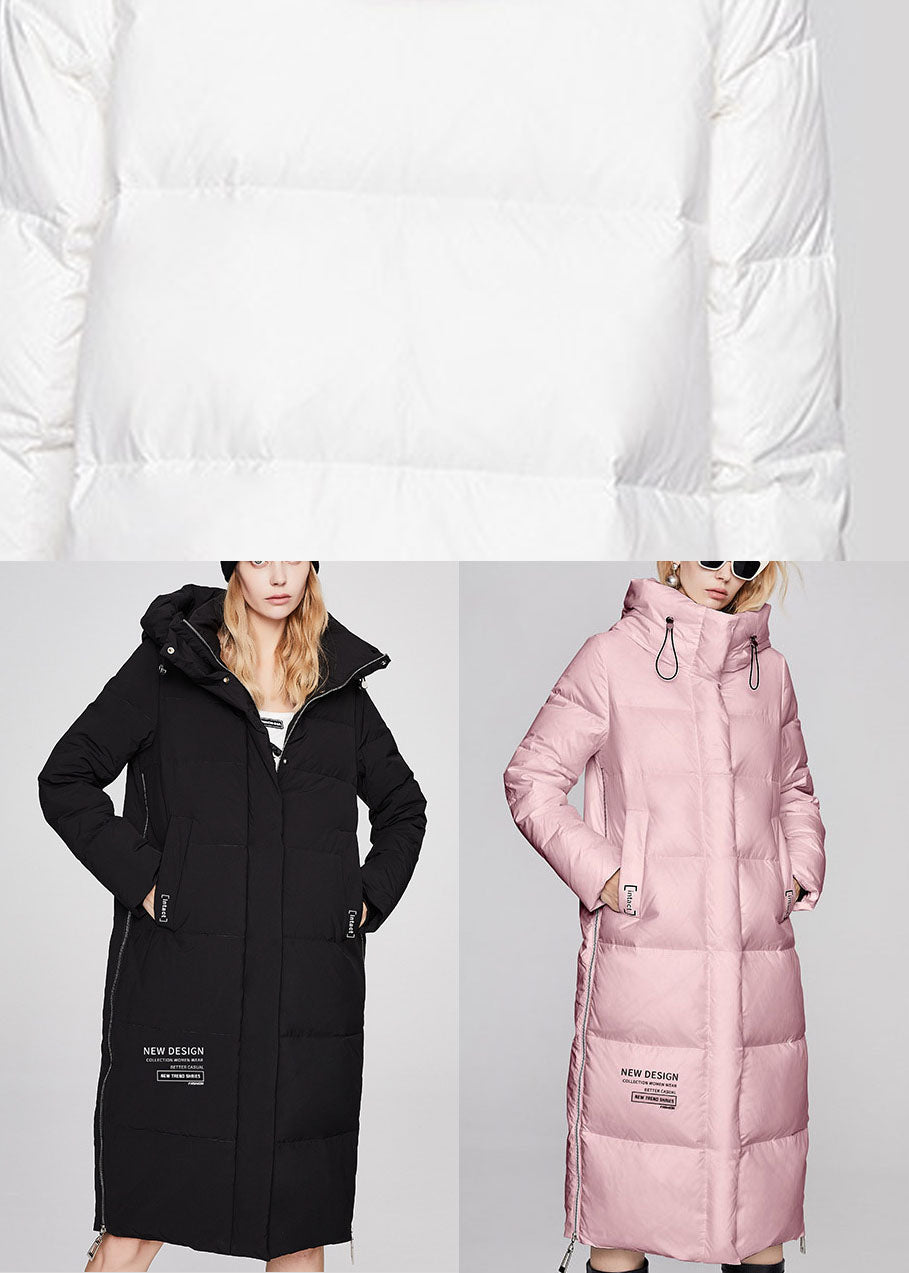 Loose Black Zippered Pockets Warm Winter Duck Down Coat