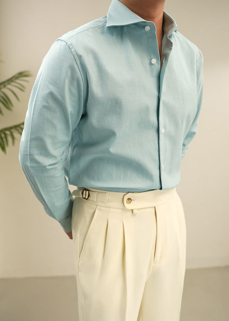 Loose Blue Peter Pan Collar Button Cotton Shirts Fall