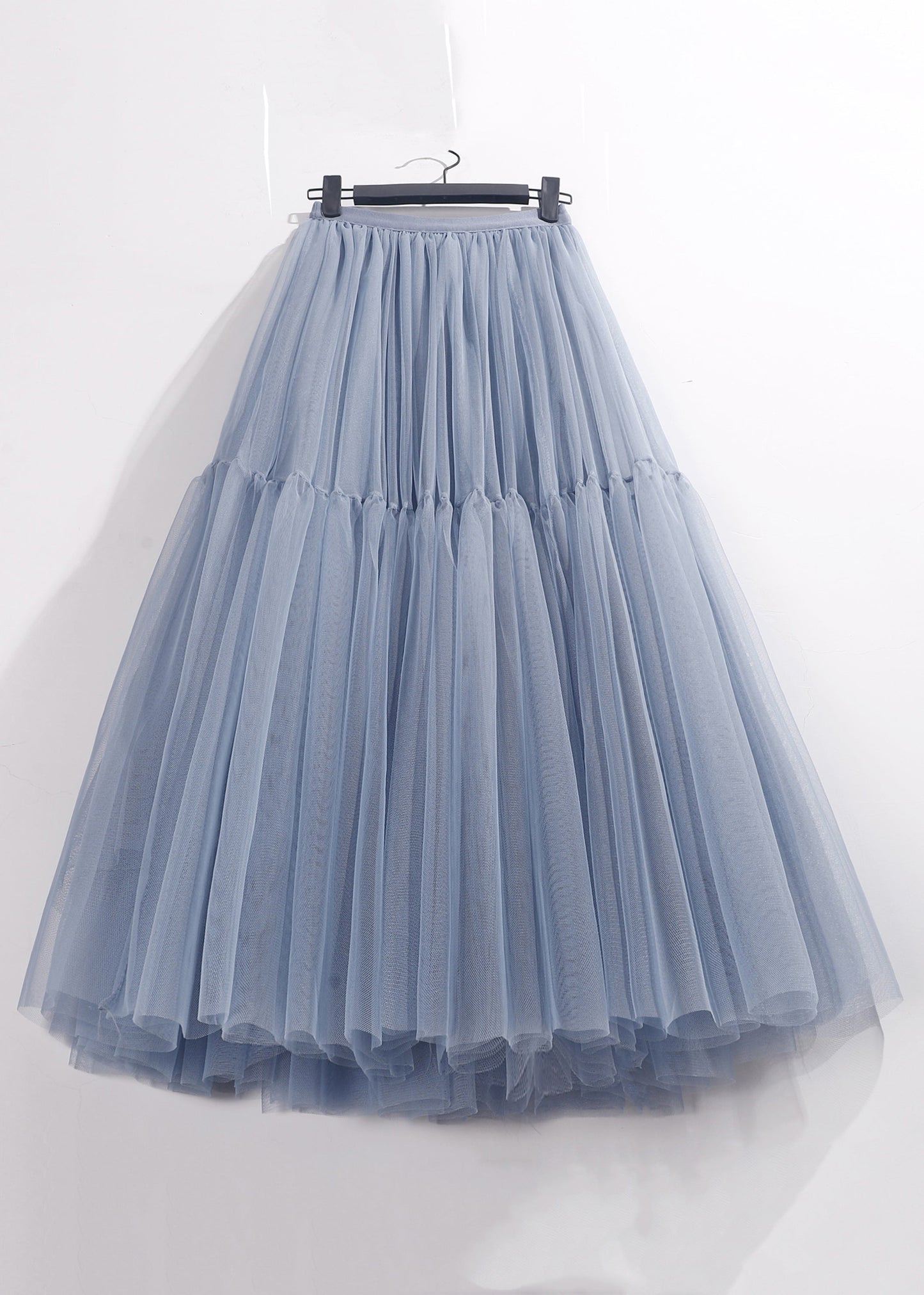 Loose Blue High Waist Tulle Pleated Skirt