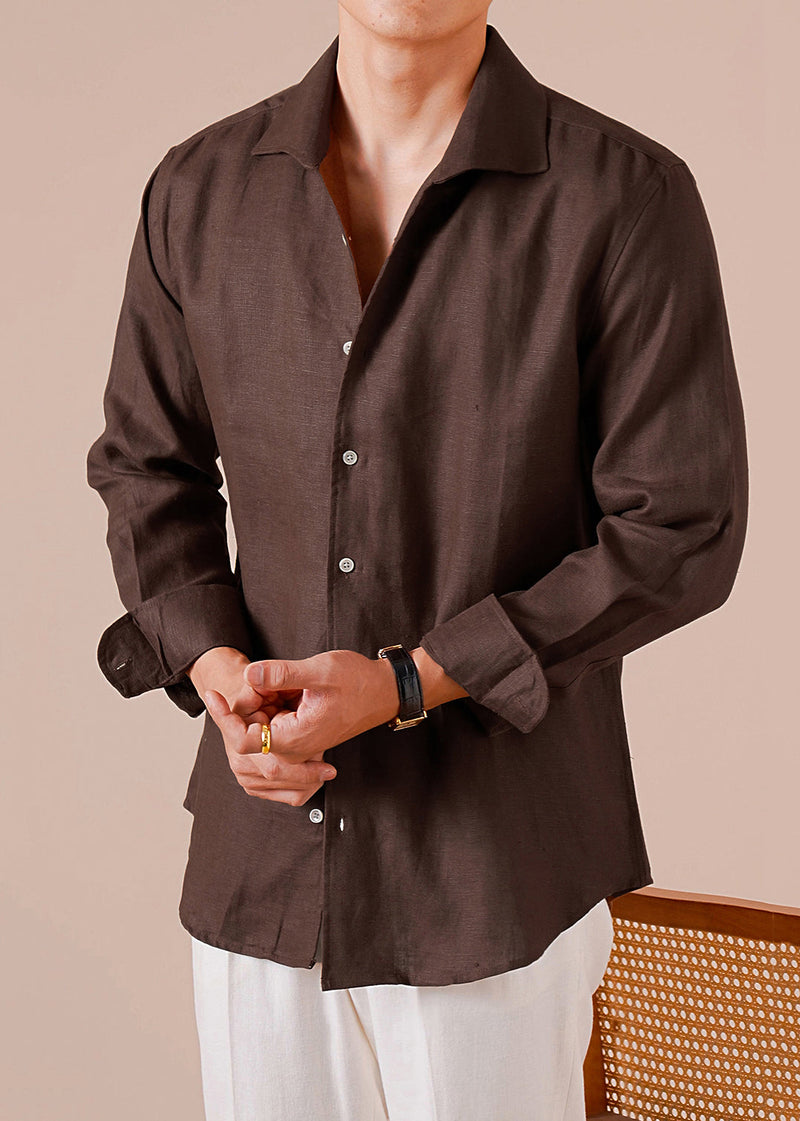 Loose Coffee Button Linen Shirts Fall