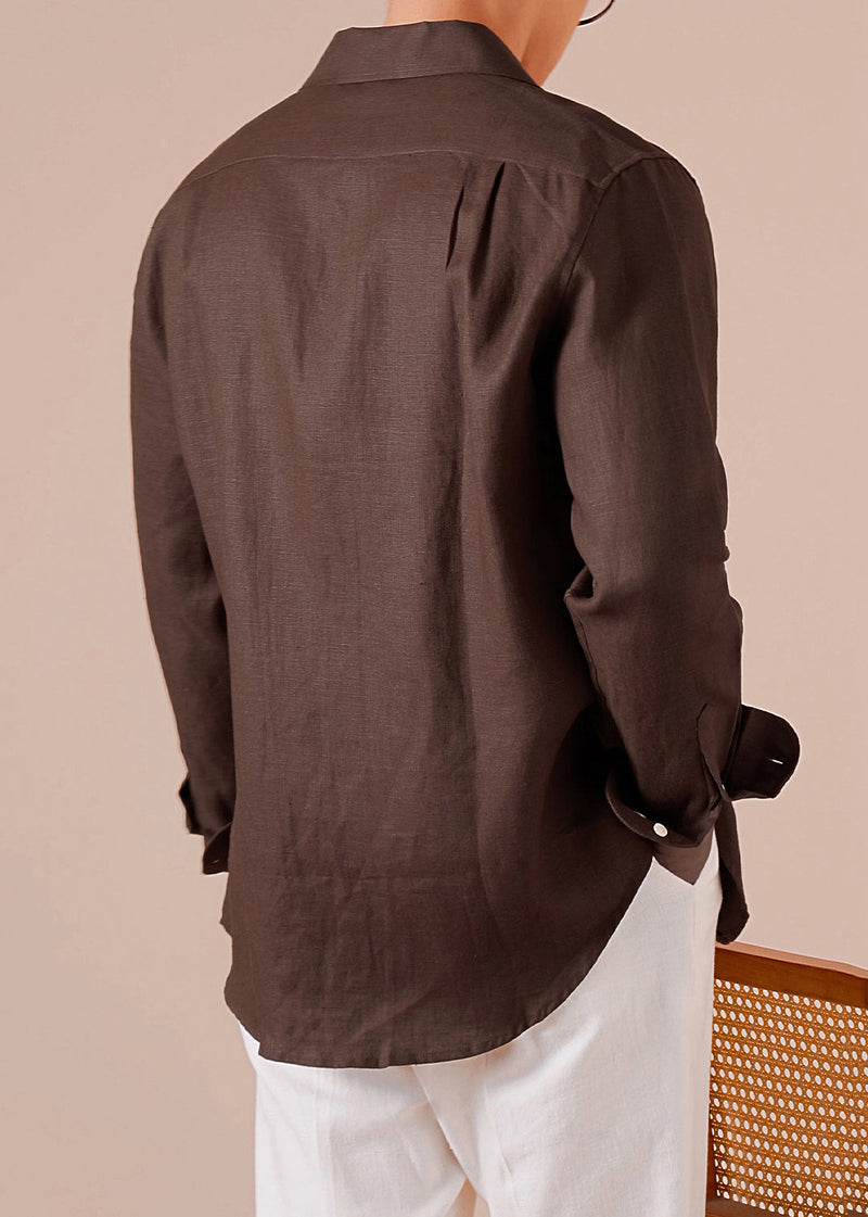 Loose Coffee Button Linen Shirts Fall