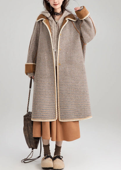 Loose Coffee Button Wear on Both Sides Woolen Coats Spring