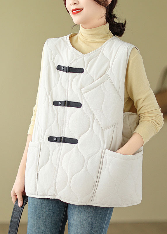 Loose Coffee O-neck Button Pockets Parka Winter